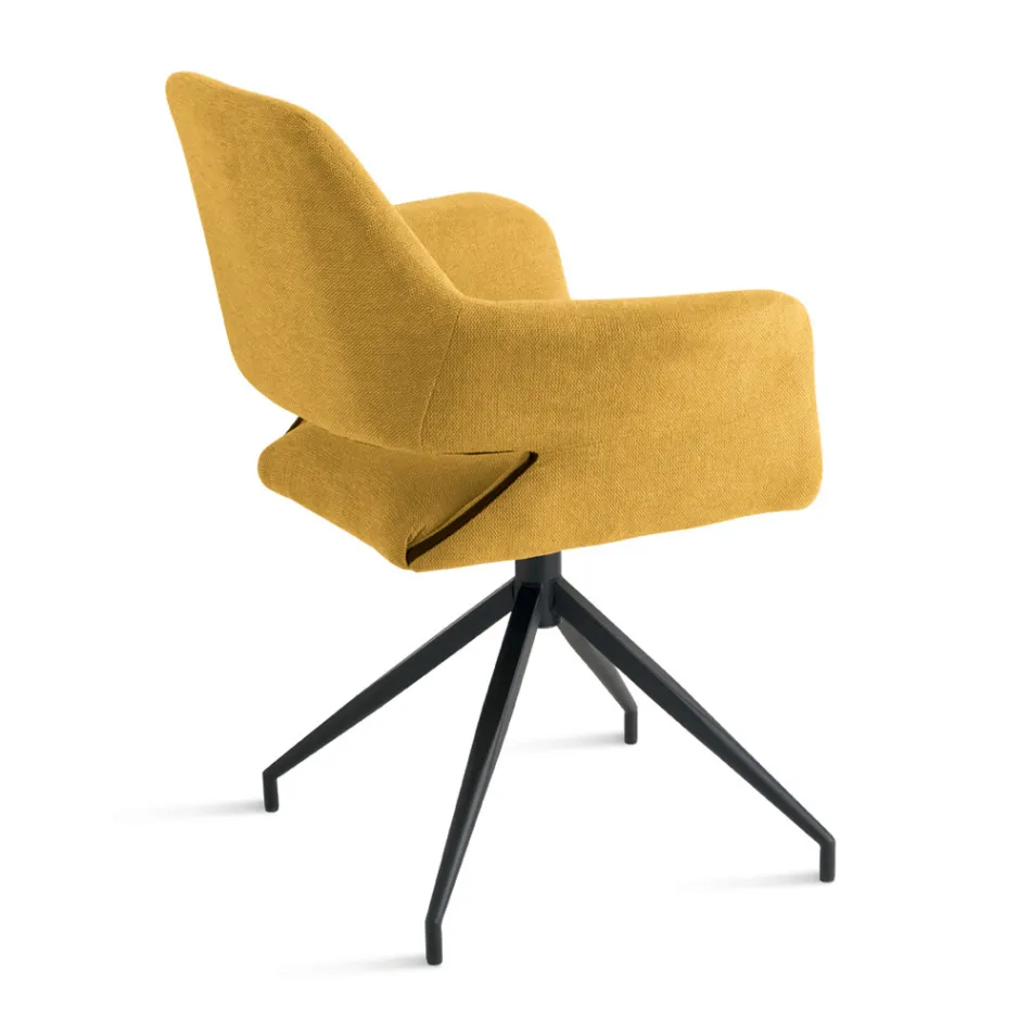 2 fauteuils pivotants à 180° revêtus de tissu et dotés d'une structure en métal - Ivana Viadurini