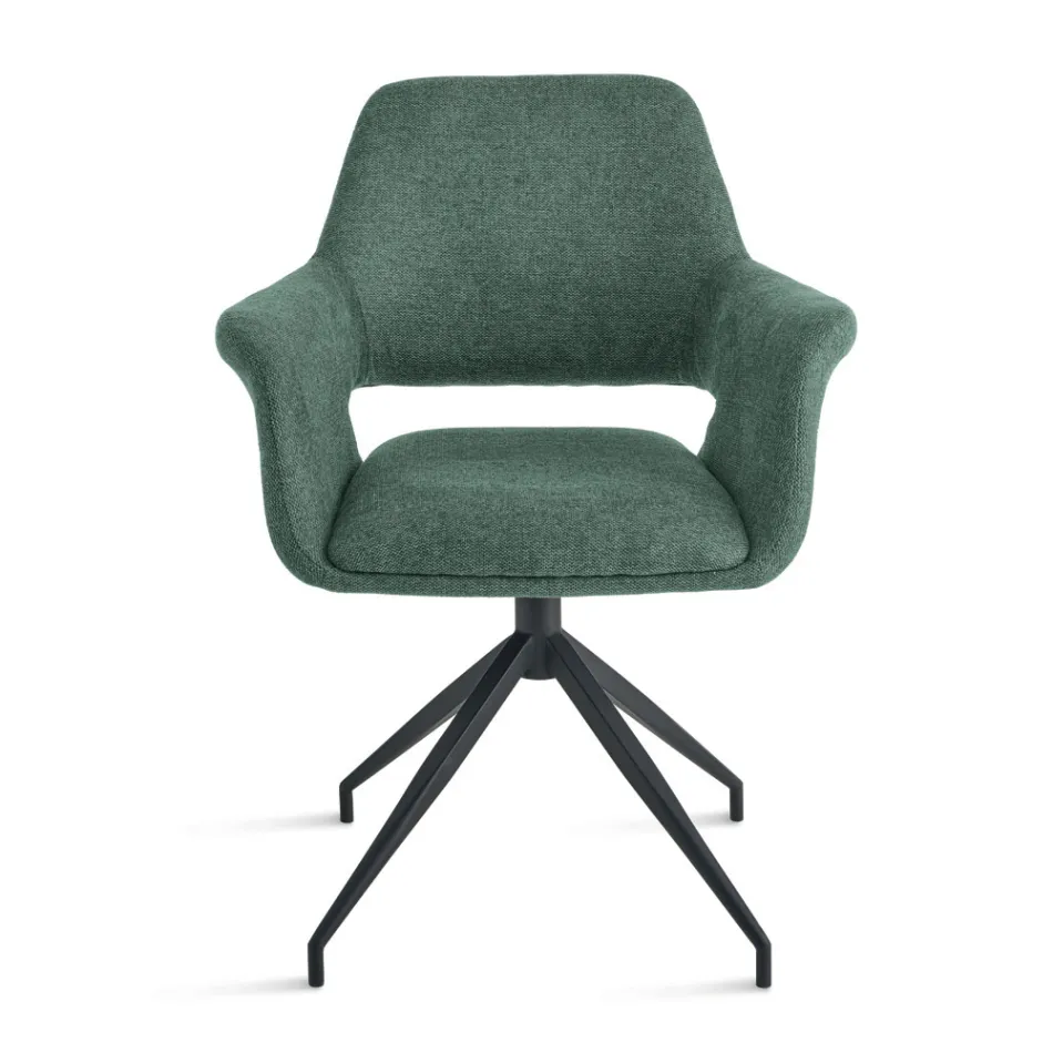 2 fauteuils pivotants à 180° revêtus de tissu et dotés d'une structure en métal - Ivana Viadurini