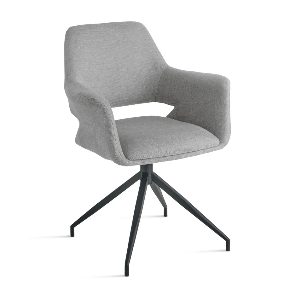 2 fauteuils pivotants à 180° revêtus de tissu et dotés d'une structure en métal - Ivana Viadurini