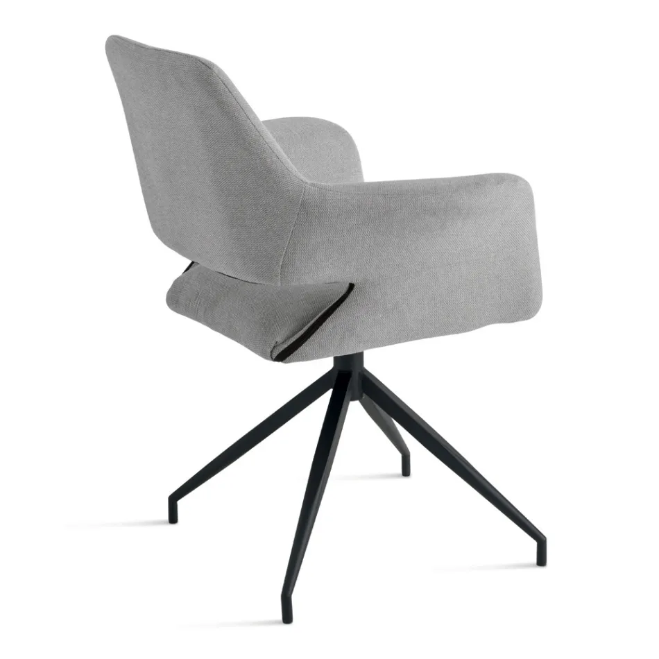 2 fauteuils pivotants à 180° revêtus de tissu et dotés d'une structure en métal - Ivana Viadurini