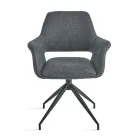 2 fauteuils pivotants à 180° revêtus de tissu et dotés d'une structure en métal - Ivana Viadurini