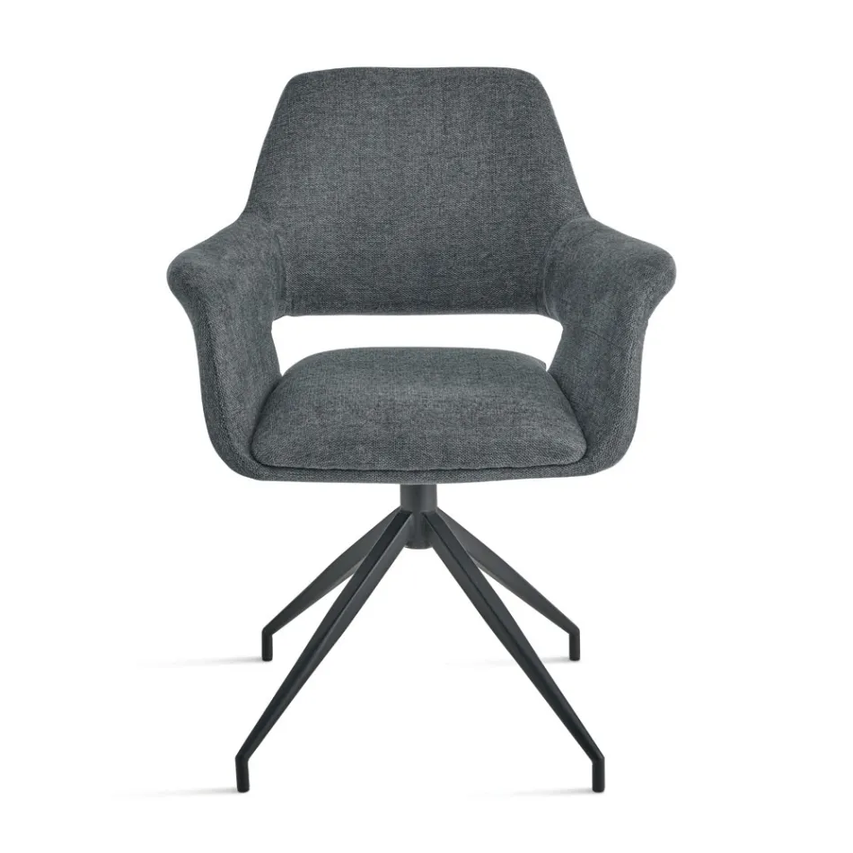 2 fauteuils pivotants à 180° revêtus de tissu et dotés d'une structure en métal - Ivana Viadurini