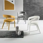 2 fauteuils rembourrés en tissu Bouclè avec structure recouverte - Domenica Viadurini