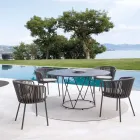 2 Fauteuils de jardin en acier inoxydable et dossier en corde - Luxura Viadurini