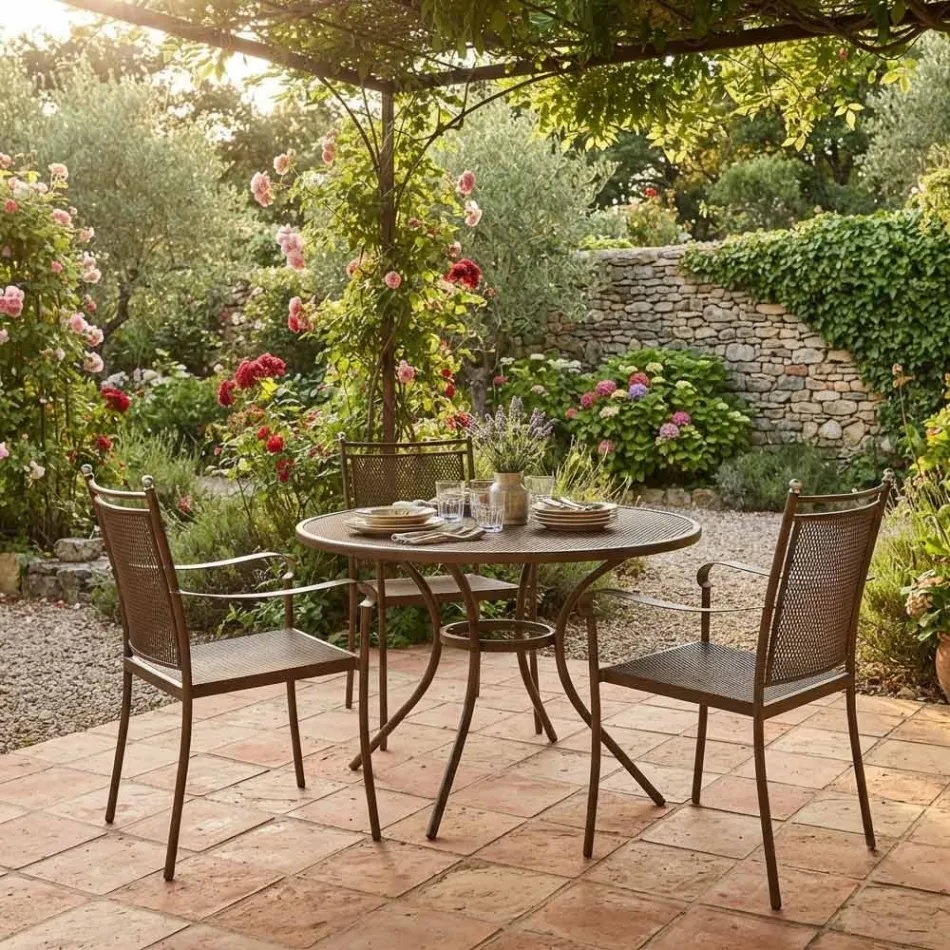2 fauteuils de jardin en métal au design classique, fabriqués en Italie - Solis Viadurini