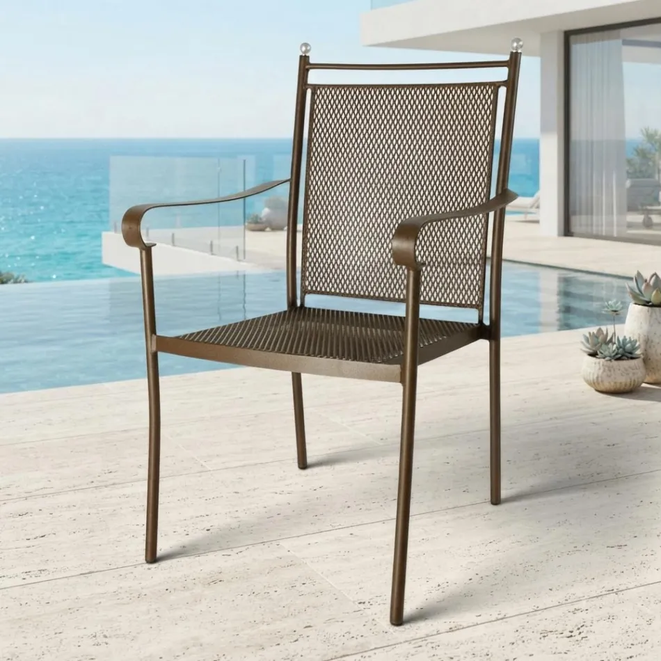 2 fauteuils de jardin en métal au design classique, fabriqués en Italie - Solis Viadurini