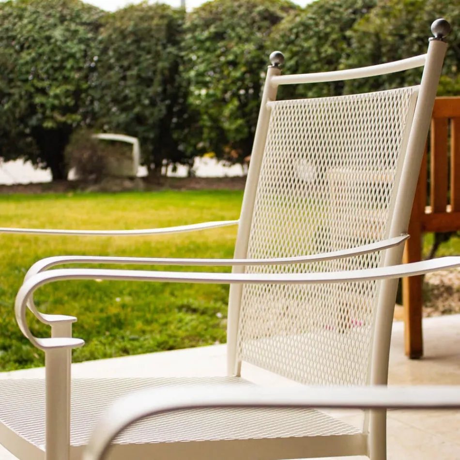 2 fauteuils de jardin en métal au design classique, fabriqués en Italie - Solis Viadurini