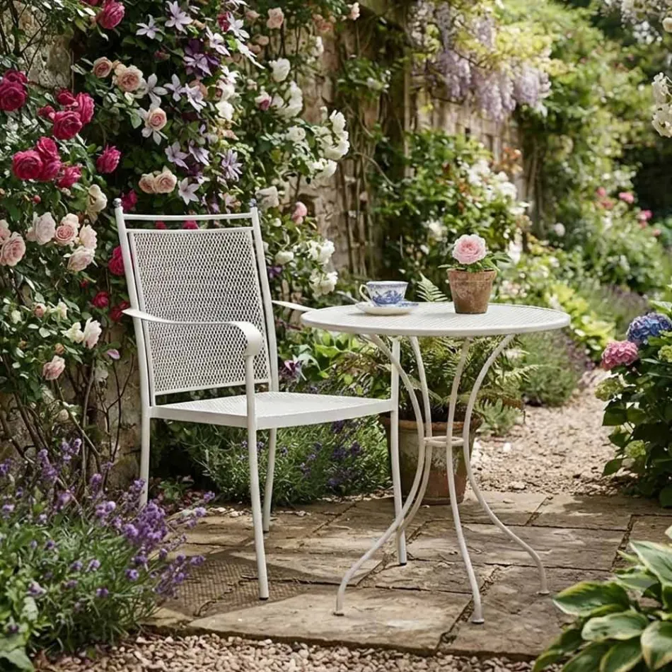 2 fauteuils de jardin en métal au design classique, fabriqués en Italie - Solis Viadurini