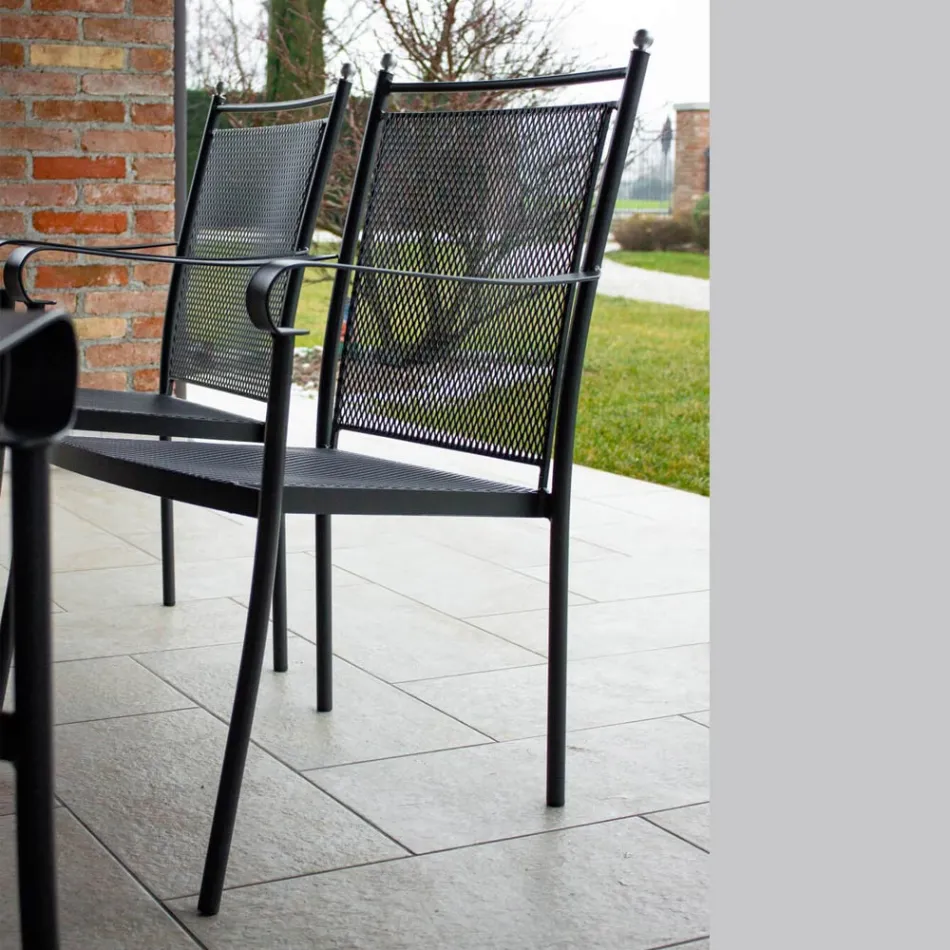 2 fauteuils de jardin en métal au design classique, fabriqués en Italie - Solis Viadurini