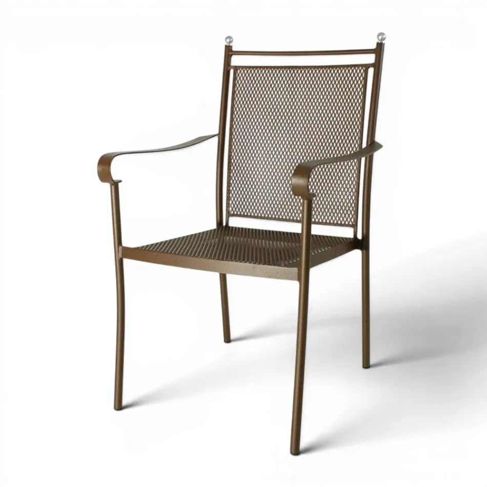 2 fauteuils de jardin en métal au design classique, fabriqués en Italie - Solis Viadurini