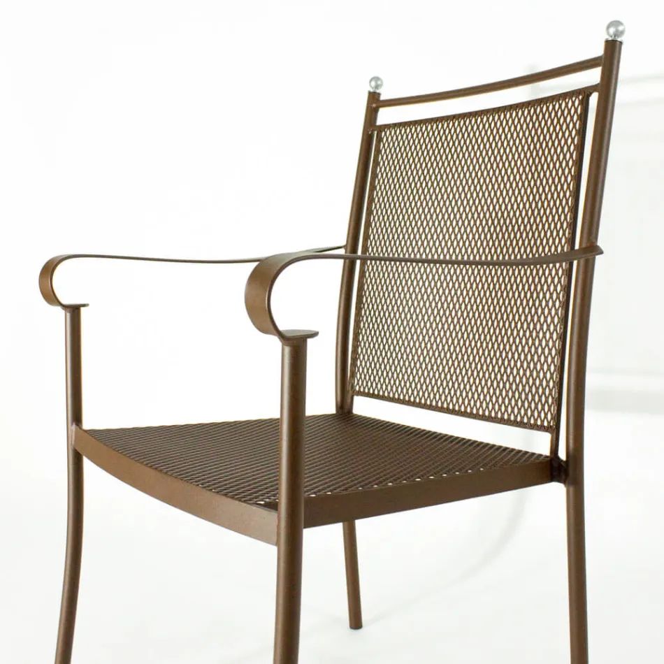 2 fauteuils de jardin en métal au design classique, fabriqués en Italie - Solis Viadurini