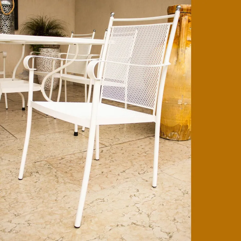 2 fauteuils de jardin en métal au design classique, fabriqués en Italie - Solis Viadurini