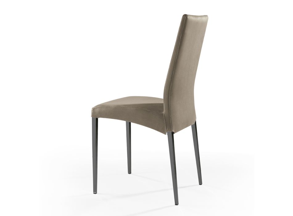 2 chaises de salle à manger en tissu couleur caribou et pieds anthracite fabriquées en Italie - Kite Viadurini