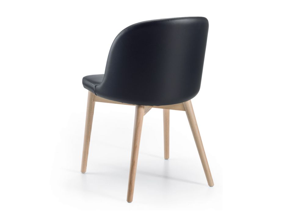 2 chaises de salon en éco-cuir et frêne naturel fabriquées en Italie - Cupcake Viadurini