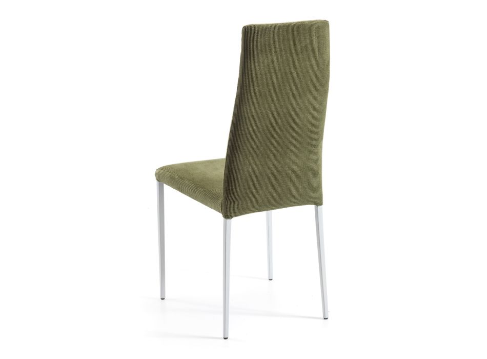2 chaises de salon en tissu vert et pieds argentés fabriquées en Italie - Owlet Viadurini