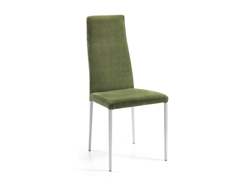 2 chaises de salon en tissu vert et pieds argentés fabriquées en Italie - Owlet Viadurini