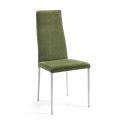 2 chaises de salon en tissu vert et pieds argentés fabriquées en Italie - Owlet