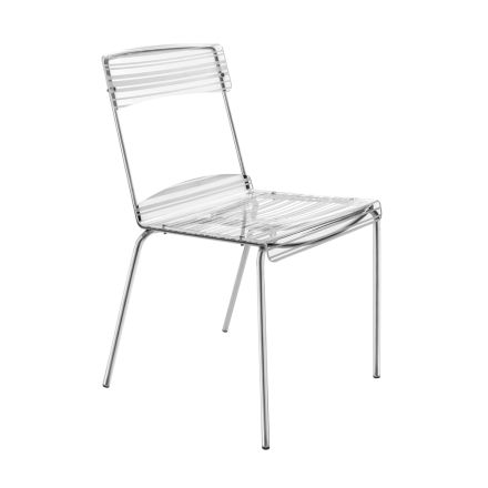 2 chaises empilables en plexiglas et fer fabriquées en Italie - Timon Viadurini