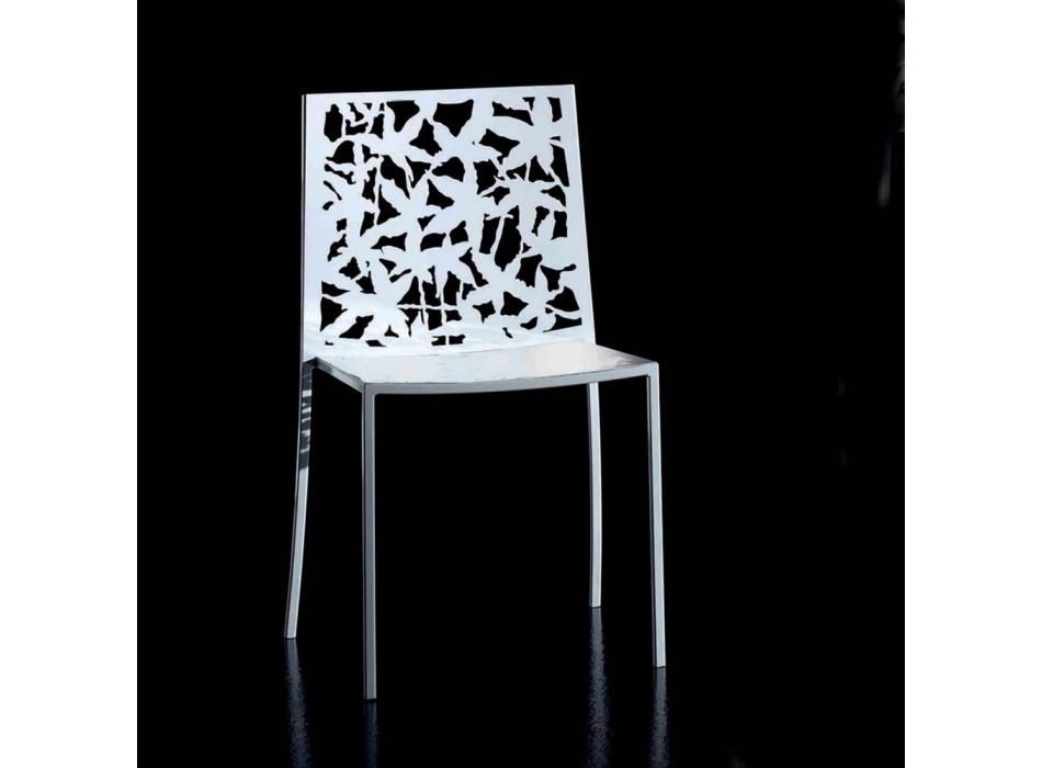 2 chaises en métal blanc sculpté au laser de conception moderne - Patatix Viadurini