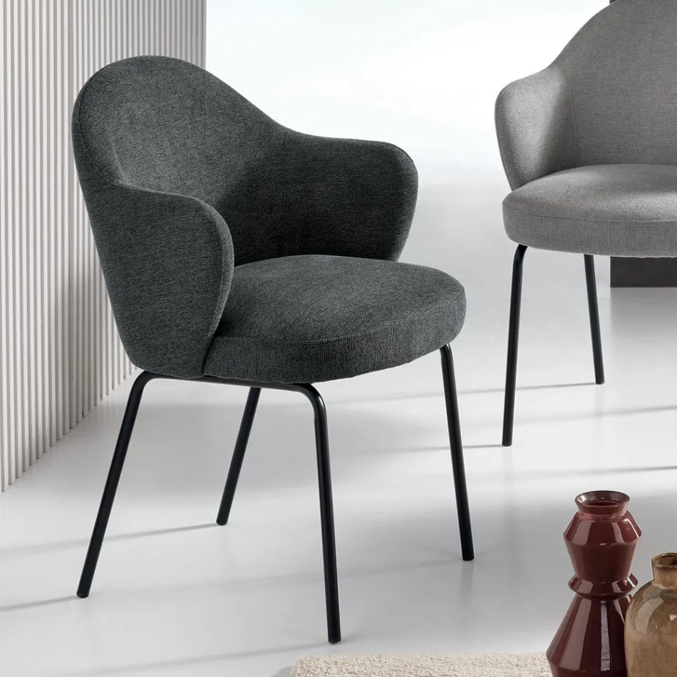 2 chaises en tissu avec assise à ressorts et structure en métal - Alighieri Viadurini