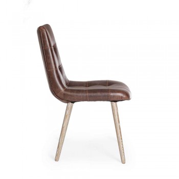 2 chaises de style industriel moderne recouvertes de similicuir Homemotion - Riella