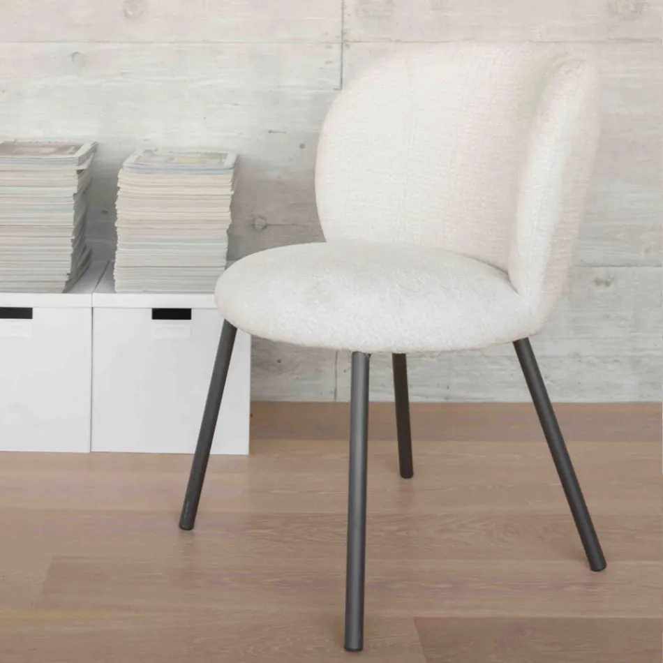 2 chaises en métal graphite avec assise en tissu Bliss - Lunea Viadurini