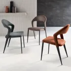 2 chaises revêtues de similicuir coloré et piètement en métal peint - Boccaccio Viadurini