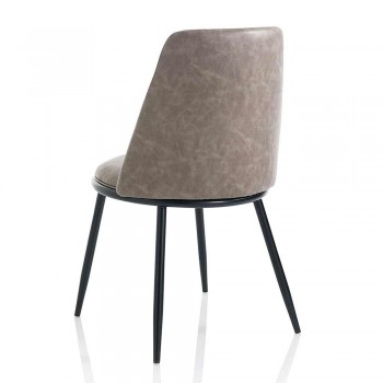 2 chaises de salle à manger modernes en similicuir et métal noir mat - Frizzi