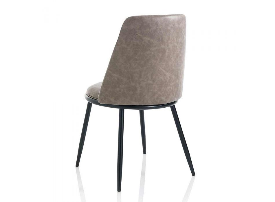 2 chaises de salle à manger modernes en similicuir et métal noir mat - Frizzi