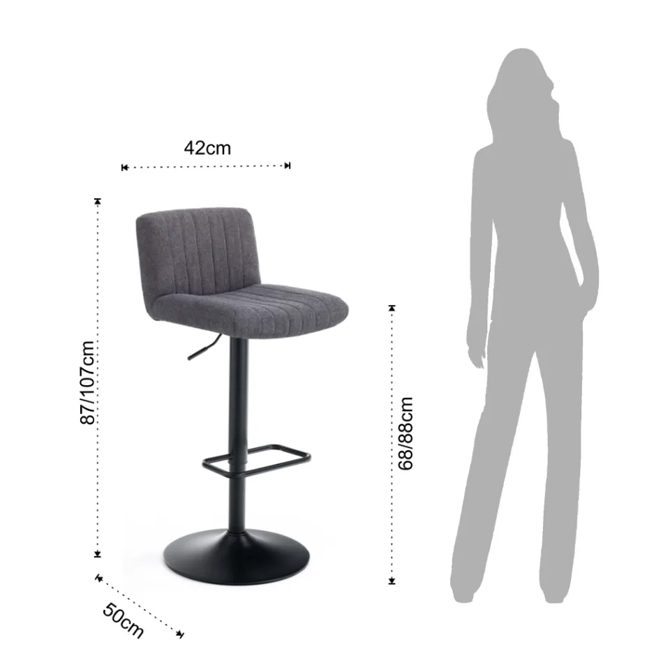 2 Tabourets de Bar en Tissu et Acier - Polonio Viadurini