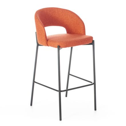 2 tabourets d'intérieur avec assise et dossier en tissu et pieds en métal - Plage Viadurini