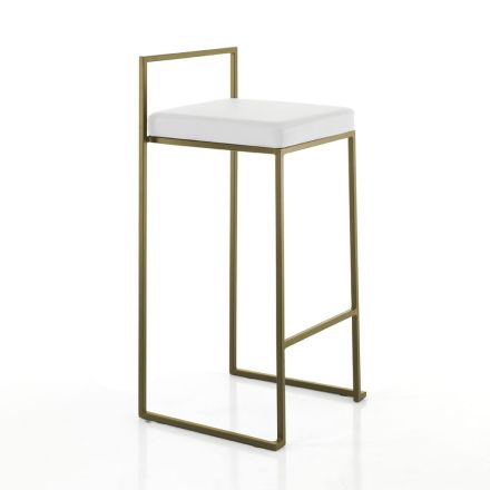 2 tabourets de salon avec assise en cuir synthétique - Afnio Viadurini