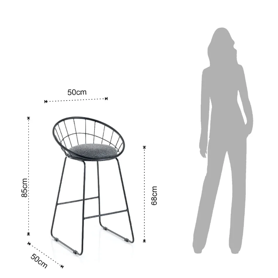 2 tabourets rembourrés et structure en acier dans différentes finitions - Torio Viadurini