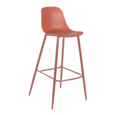 2 tabourets en polypropylène et structure métallique avec repose-pieds - Angel Viadurini