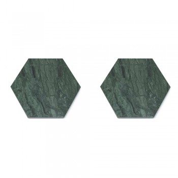 2 dessous de verre hexagonaux en marbre blanc, noir ou vert fabriqués en Italie - Paulo