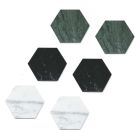 2 dessous de verre hexagonaux en marbre blanc, noir ou vert fabriqués en Italie - Paulo Viadurini