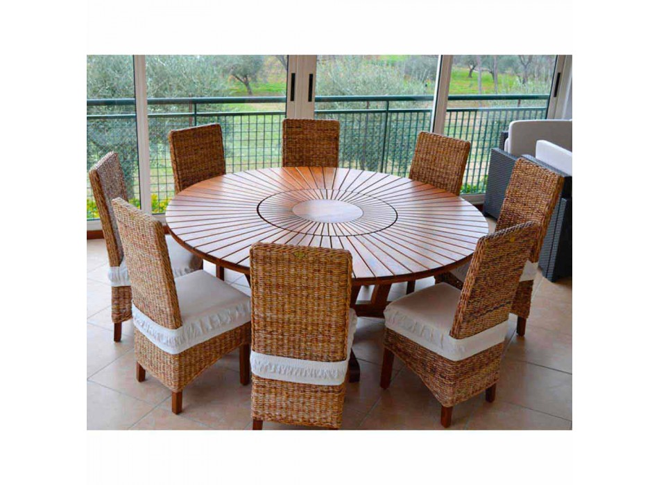 Grande table ronde de jardin en teak massif Real Table