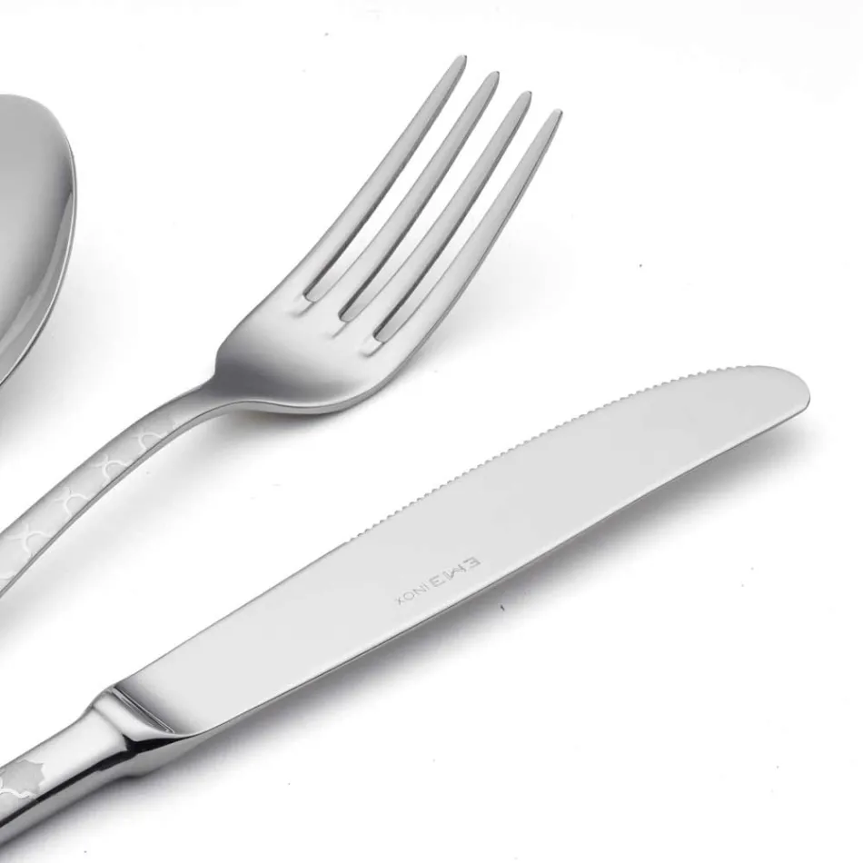 24 couverts en acier inoxydable avec décor laser Damas de design moderne - Tantasa Viadurini