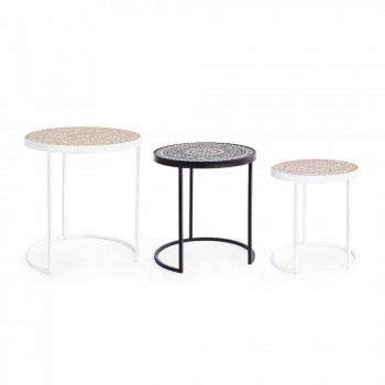 3 Tables Basses en Mdf avec Décorations Incrustées Homemotion - Mariam