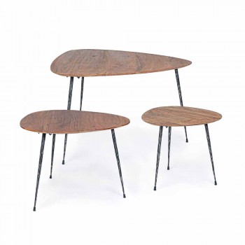 3 Tables Basses Modernes avec Plateau en Manguier Homemotion - Kalidi