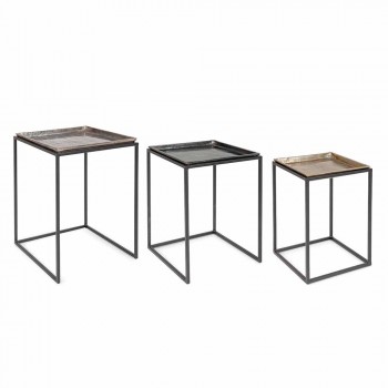 3 Tables Basses Carrées en Aluminium et Acier Homemotion - Quinzio
