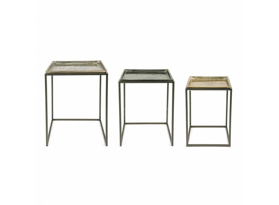 3 Tables Basses Carrées en Aluminium et Acier Homemotion - Quinzio
