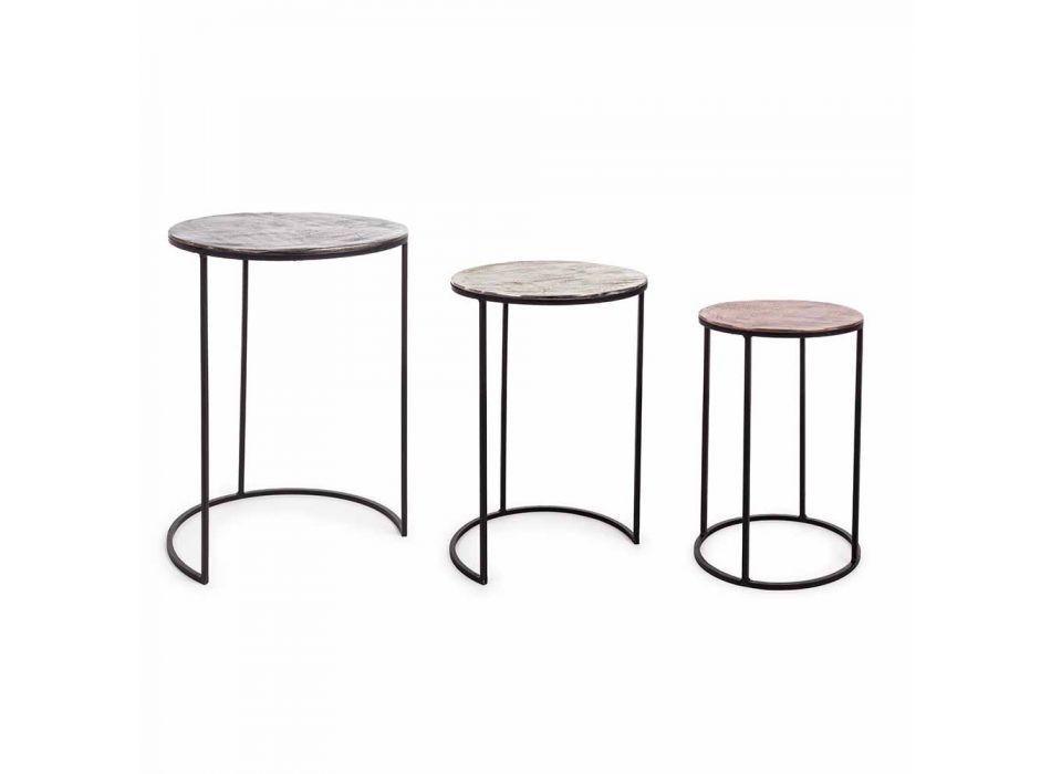 3 Tables Basses Rondes en Aluminium et Acier Homemotion - Sempronio