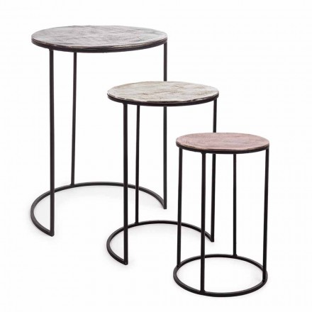 3 Tables Basses Rondes en Aluminium et Acier Homemotion - Sempronio Viadurini