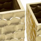 3 Vases Carrés en Fer Doré à Décors Irréguliers en Relief - Walter Viadurini