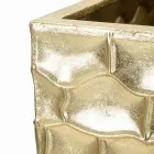 3 Vases Carrés en Fer Doré à Décors Irréguliers en Relief - Walter Viadurini