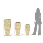 3 Vases Carrés en Fer Doré à Décors Irréguliers en Relief - Walter Viadurini