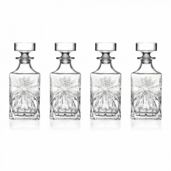 4 bouteilles de whisky avec bouchon en cristal écologique design carré - Daniele