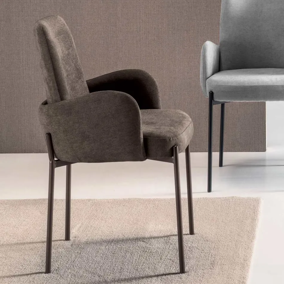 4 fauteuils en tissu coloré et structure en métal peint - Lamberta Viadurini