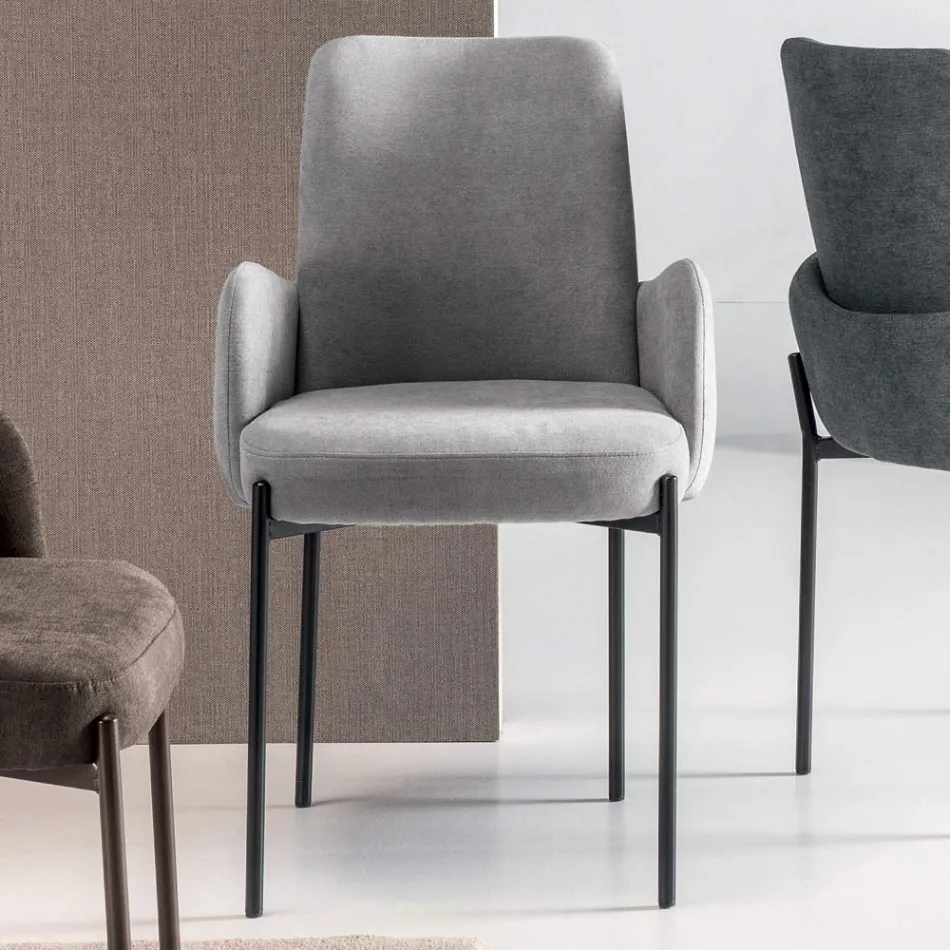 4 fauteuils en tissu coloré et structure en métal peint - Lamberta Viadurini